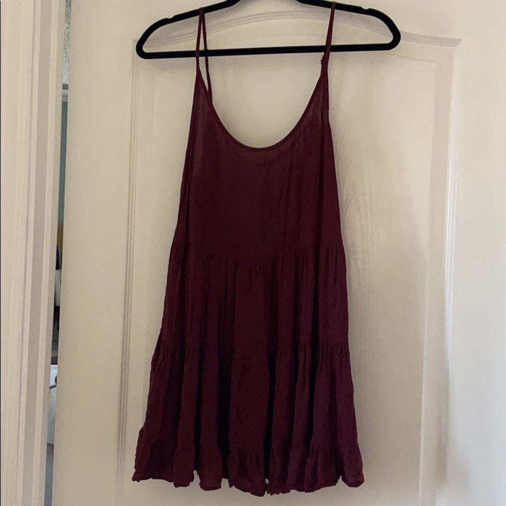 brandy melville tiered dress maroon